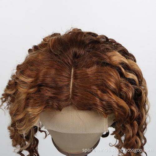 Wholesale Highlight Deep Wave Bob Human Hair Lace Wigs For Black Women, Hd Lace Front Wig,  Ombre Honey Blonde Human Hair Wigs